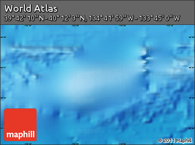 Physical Map of the Area around 39° 57' 6" N, 134° 13' 29" W