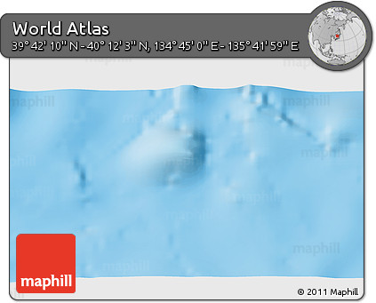 Physical 3D Map of the Area around 39° 57' 6" N, 135° 13' 29" E