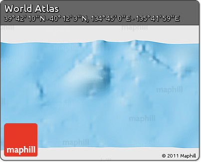 Physical 3D Map of the Area around 39° 57' 6" N, 135° 13' 29" E