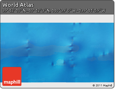 Shaded Relief 3D Map of the Area around 39° 57' 6" N, 140° 10' 30" W