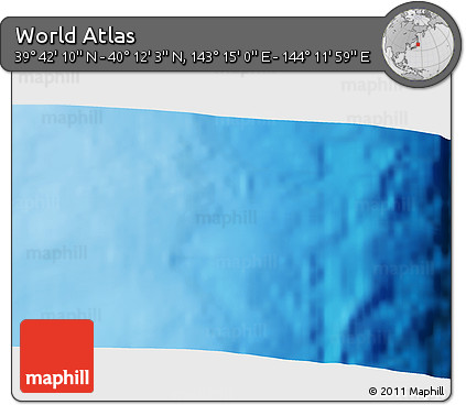 Physical 3D Map of the Area around 39° 57' 6" N, 143° 43' 29" E