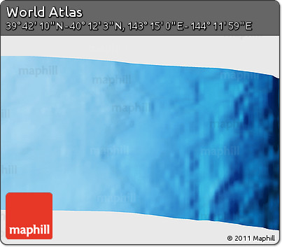 Physical 3D Map of the Area around 39° 57' 6" N, 143° 43' 29" E