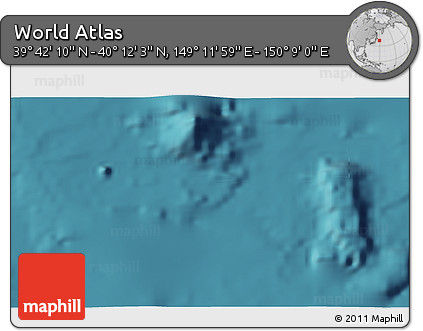 Satellite 3D Map of the Area around 39° 57' 6" N, 149° 40' 30" E