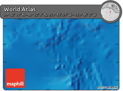 Shaded Relief Map of the Area around 39° 57' 6" N, 151° 13' 29" W