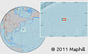 Gray Location Map of the area around 39° 57' 6" N, 153° 55' 30" E, hill shading