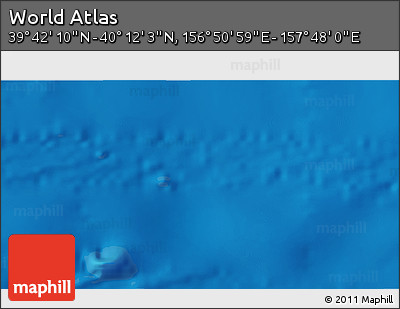 Physical 3D Map of the Area around 39° 57' 6" N, 157° 19' 29" E