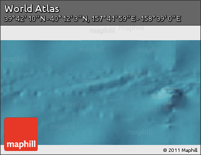 Satellite 3D Map of the Area around 39° 57' 6" N, 158° 10' 30" E
