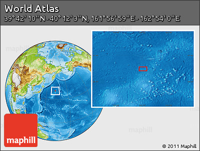 Physical Location Map of the Area around 39° 57' 6" N, 162° 25' 30" E