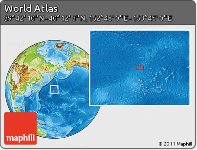 Physical Location Map of the Area around 39° 57' 6" N, 163° 16' 30" E