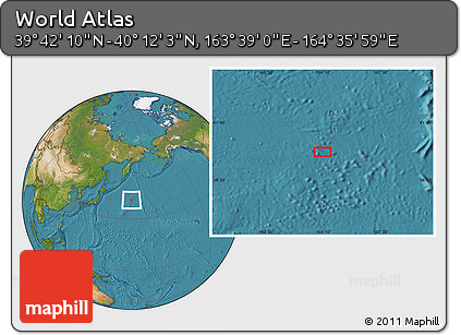Satellite Location Map of the Area around 39° 57' 6" N, 164° 7' 30" E