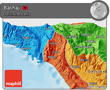 Political 3D Map of Bashaj