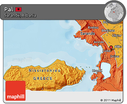 Political 3D Map of Pal
