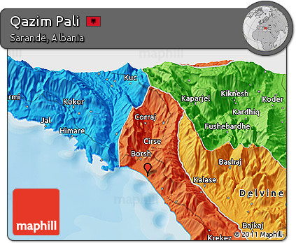 Political 3D Map of Qazim Pali