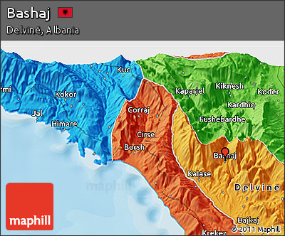 Political 3D Map of Bashaj