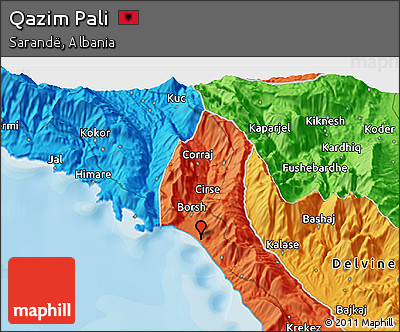 Political 3D Map of Qazim Pali