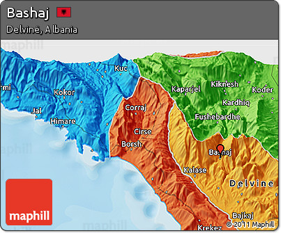 Political 3D Map of Bashaj