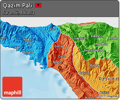 Political 3D Map of Qazim Pali