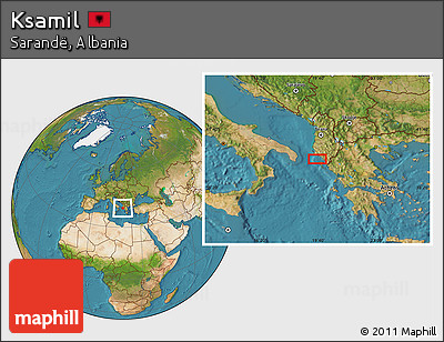 Satellite Location Map of Ksamil