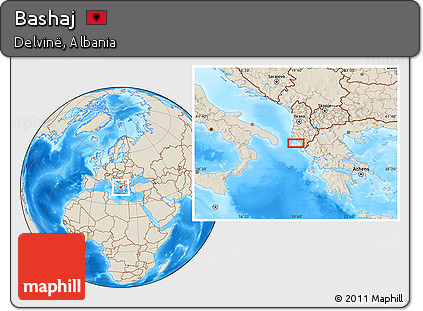 Shaded Relief Location Map of Bashaj