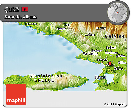 Physical Panoramic Map of Çukë