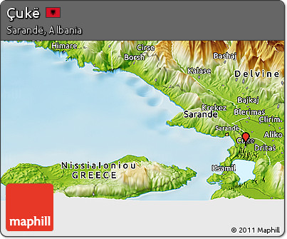 Physical Panoramic Map of Çukë