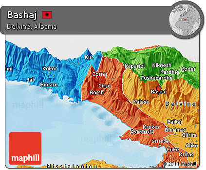 Political Panoramic Map of Bashaj
