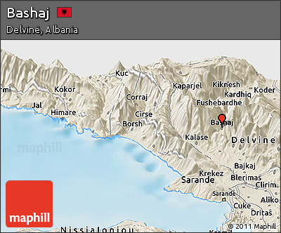 Shaded Relief Panoramic Map of Bashaj