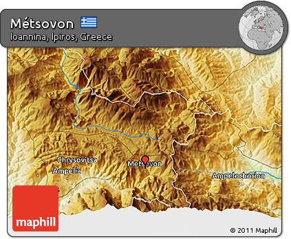 Physical 3D Map of Métsovon