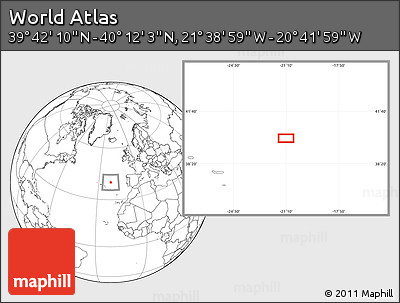 Blank Location Map of the Area around 39° 57' 6" N, 21° 10' 29" W