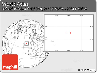 Blank Location Map of the Area around 39° 57' 6" N, 21° 10' 29" W