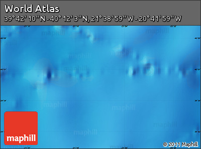 Physical Map of the Area around 39° 57' 6" N, 21° 10' 29" W
