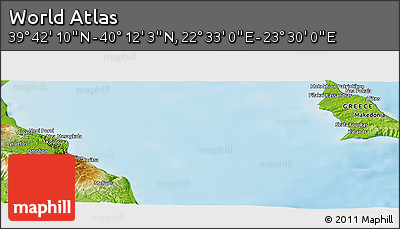 Physical Panoramic Map of the Area around 39° 57' 6" N, 23° 1' 29" E
