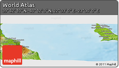 Physical Panoramic Map of the Area around 39° 57' 6" N, 23° 1' 29" E