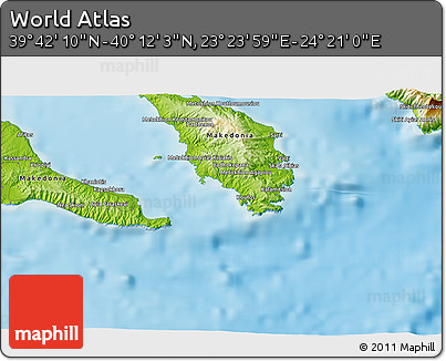 Physical 3D Map of the Area around 39° 57' 6" N, 23° 52' 30" E