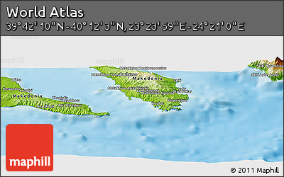 Physical Panoramic Map of the Area around 39° 57' 6" N, 23° 52' 30" E