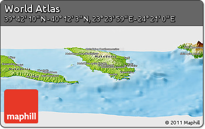 Physical Panoramic Map of the Area around 39° 57' 6" N, 23° 52' 30" E