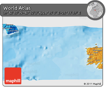 Political 3D Map of the Area around 39° 57' 6" N, 24° 43' 30" E