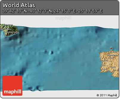 Satellite 3D Map of the Area around 39° 57' 6" N, 24° 43' 30" E