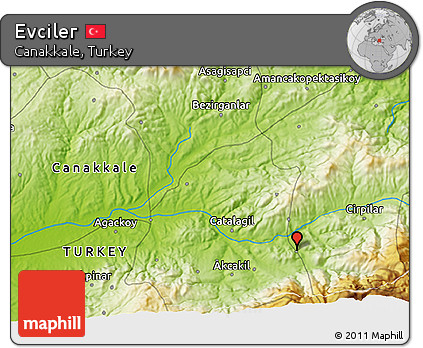 Physical 3D Map of Evciler