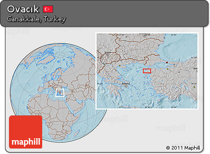 Gray Location Map of Ovacık, hill shading