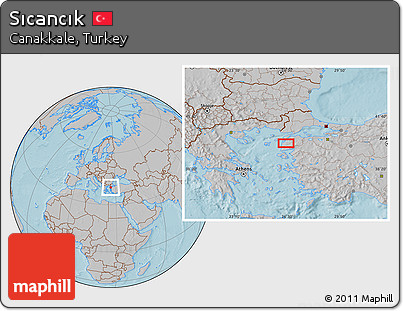 Gray Location Map of Sıcancık, hill shading