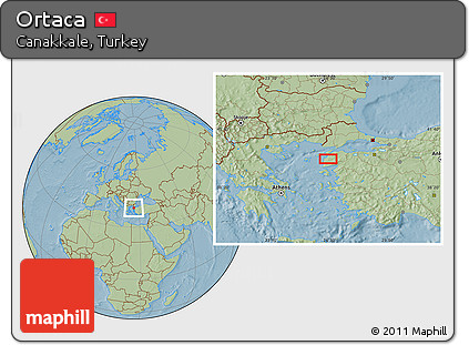 Savanna Style Location Map of Ortaca, hill shading