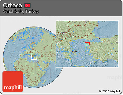 Savanna Style Location Map of Ortaca, hill shading