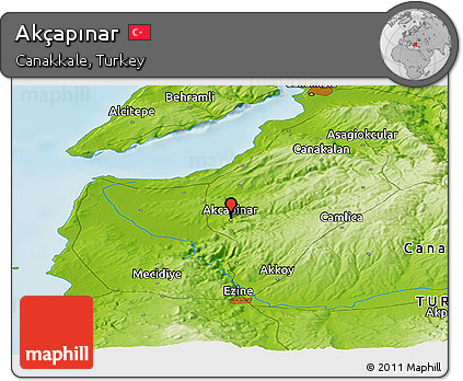 Physical Panoramic Map of Akçapınar