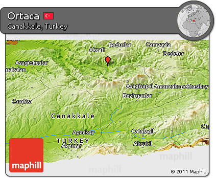 Physical Panoramic Map of Ortaca