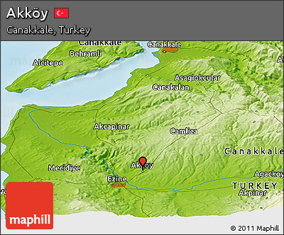 Physical Panoramic Map of Akköy