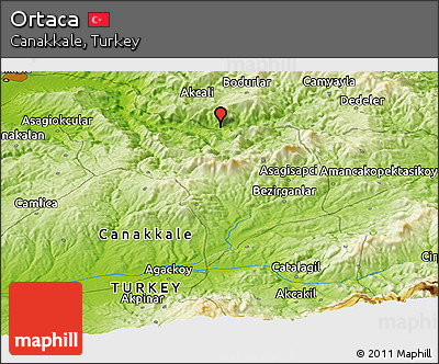 Physical Panoramic Map of Ortaca