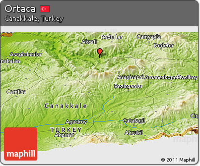 Physical Panoramic Map of Ortaca