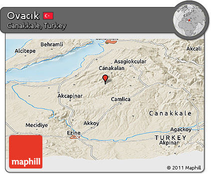 Shaded Relief Panoramic Map of Ovacık
