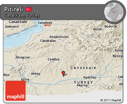 Shaded Relief Panoramic Map of Pitireli